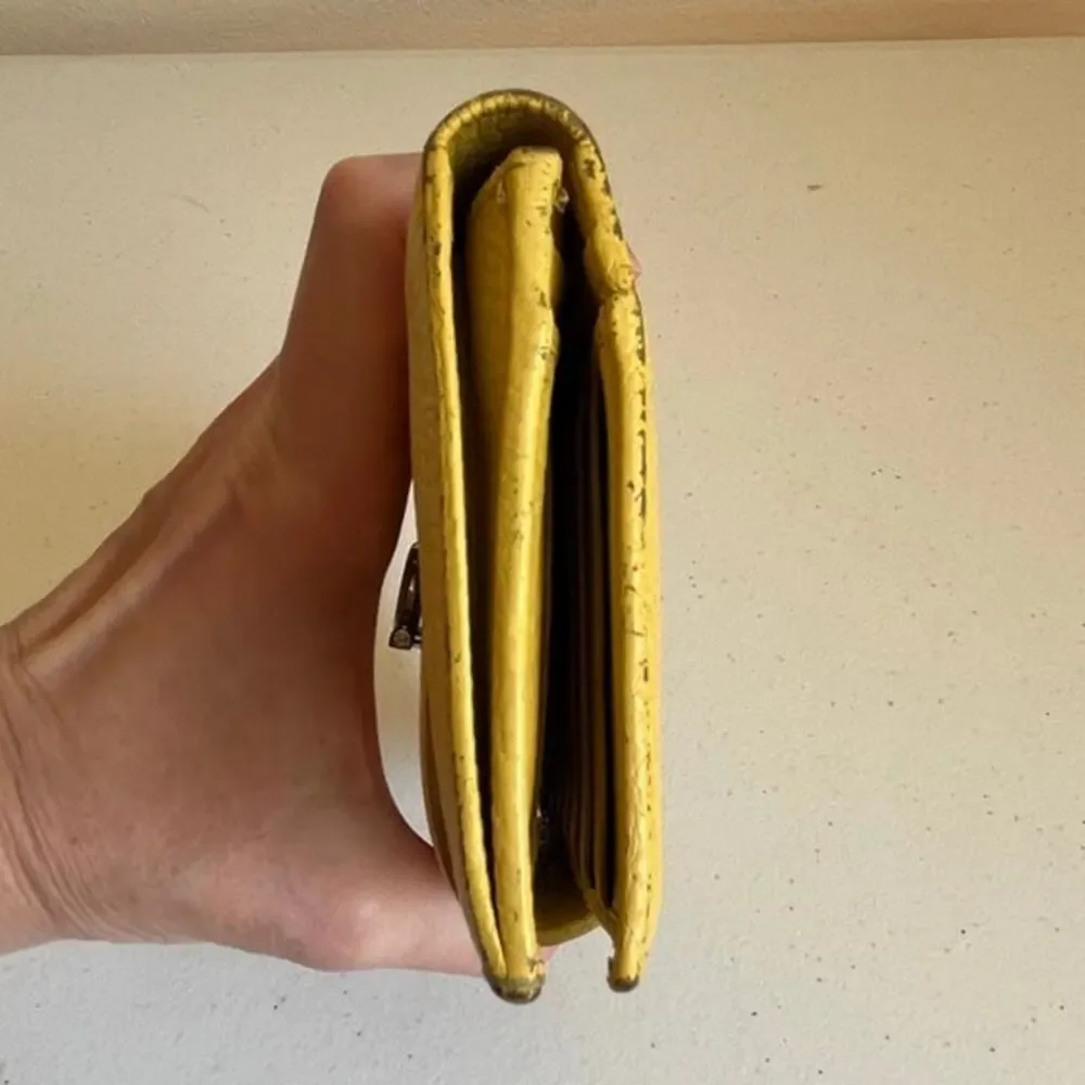Salvatore Ferragamo Gancini Leather Long Wallet Yellow Luxury Designer Italy